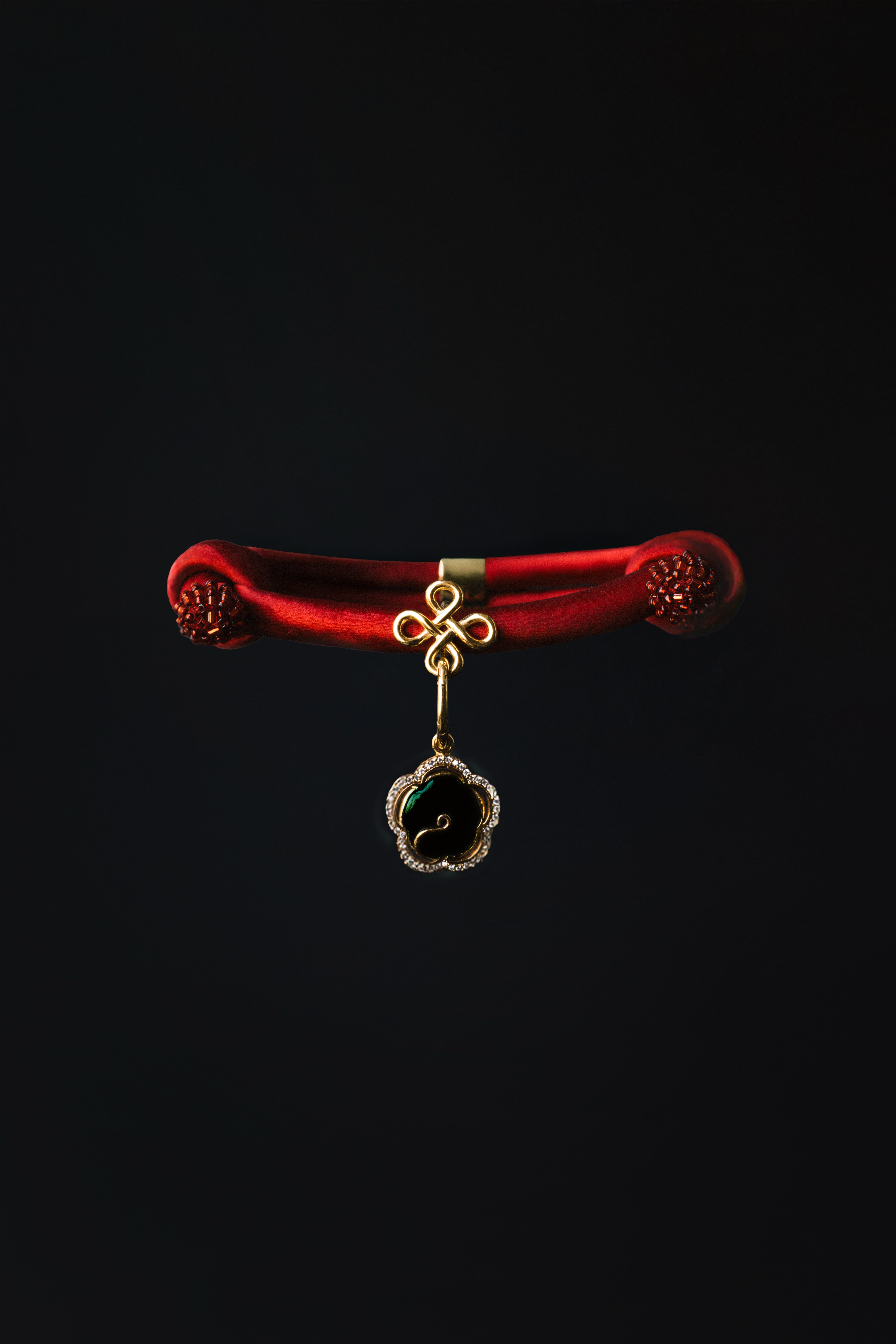 Nephrite Jade & Silk Luxury Pet Collar Necklace | XENXEN